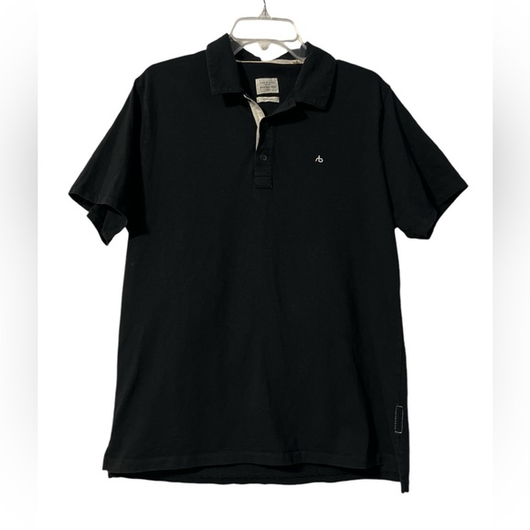 Rag & Bone Men's Solid Black Cotton Short Sleeve Polo T-Shirt - SZ: XL - Picture 1 of 8